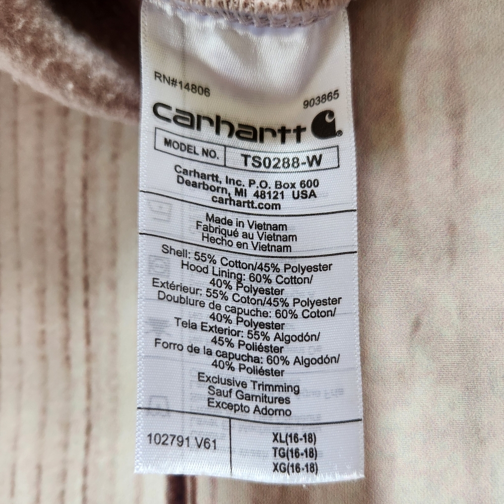 Carhartt "Relaxed Fit Midweight Logo Sleeve Graphic Hoodie" Mink Women's Size XL - Picture 8 of 11